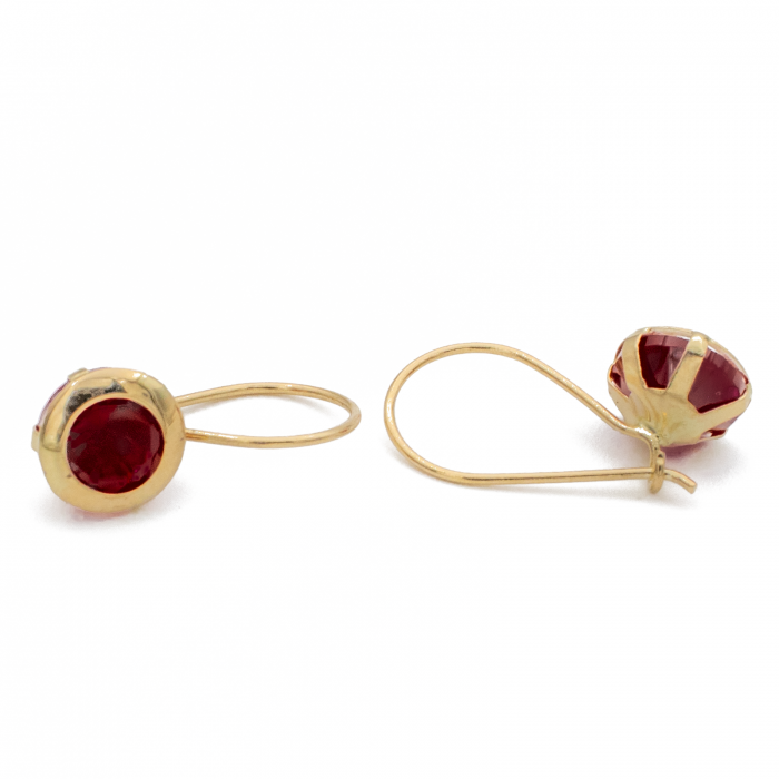 Cercei cu Piatra Rosie Aur 14k [3]