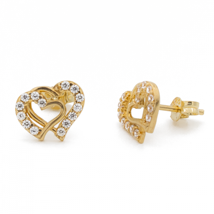 Cercei Doua Inimi Aur 14k [2]