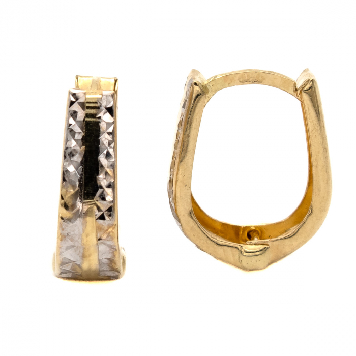 Cercei Duo din aur galben și alb 14K – model geometric, eleganți [2]