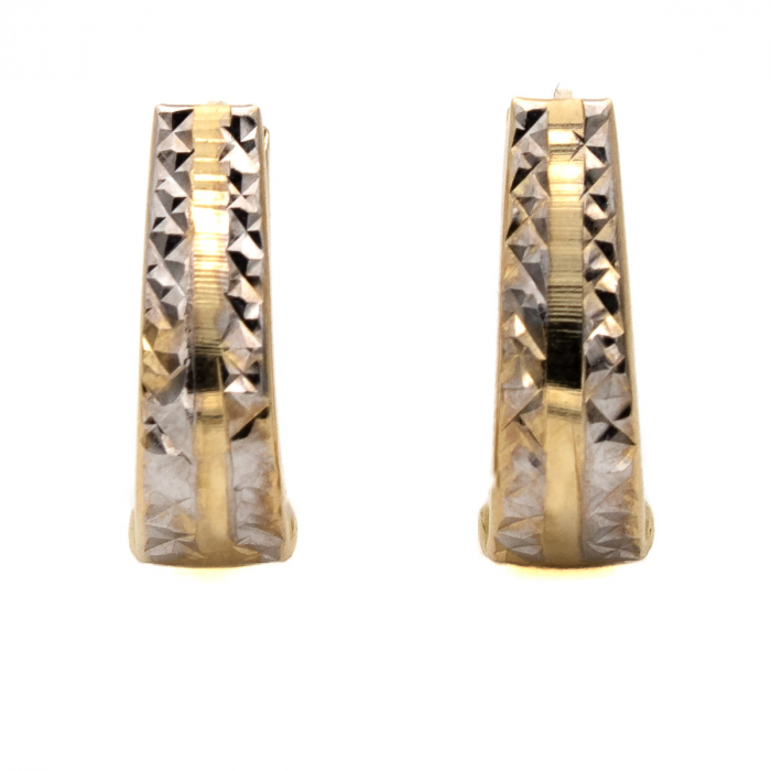 Cercei Duo din aur galben și alb 14K – model geometric, eleganți [1]