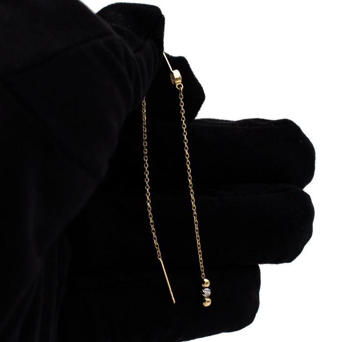 Cercei Elizia aur 14K lungi galben și alb cu zirconii [4]