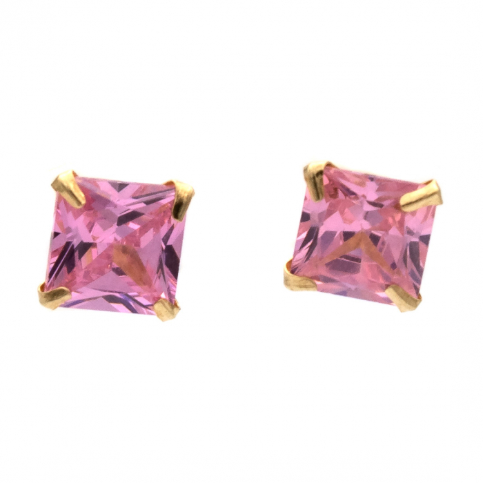 Cercei Flamingo din aur 14K cu zirconia roz pătrată [1]