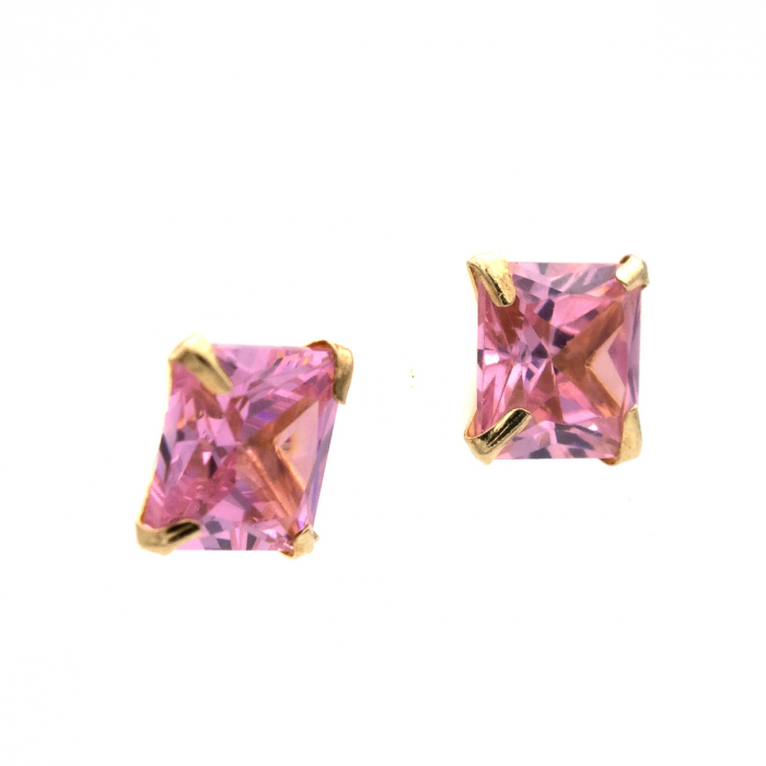 Cercei Flamingo din aur 14K cu zirconia roz pătrată [3]