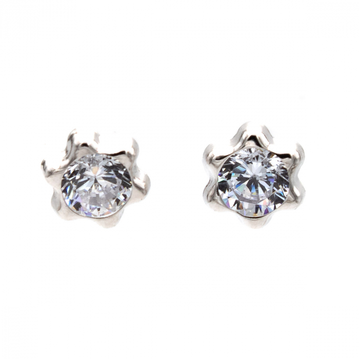 Cercei Ice Bloom din aur alb 14K – Model floral [1]