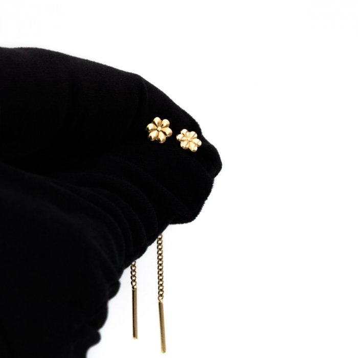 Cercei aur 14K cu motiv floral și design delicat – model Petale [5]