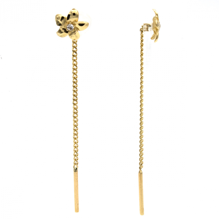 Cercei aur 14K cu floare și piatră zirconia – model Florali [2]