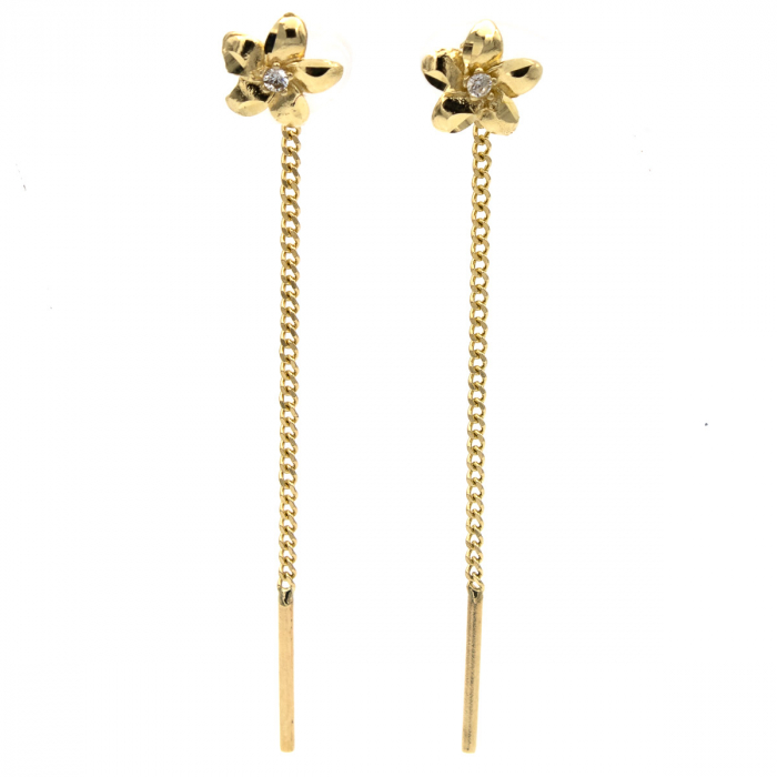 Cercei aur 14K cu floare și piatră zirconia – model Florali [1]