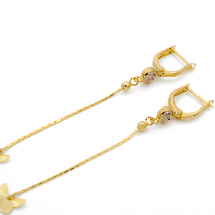 Cercei Fluture Aur cu Lant 14k [3]