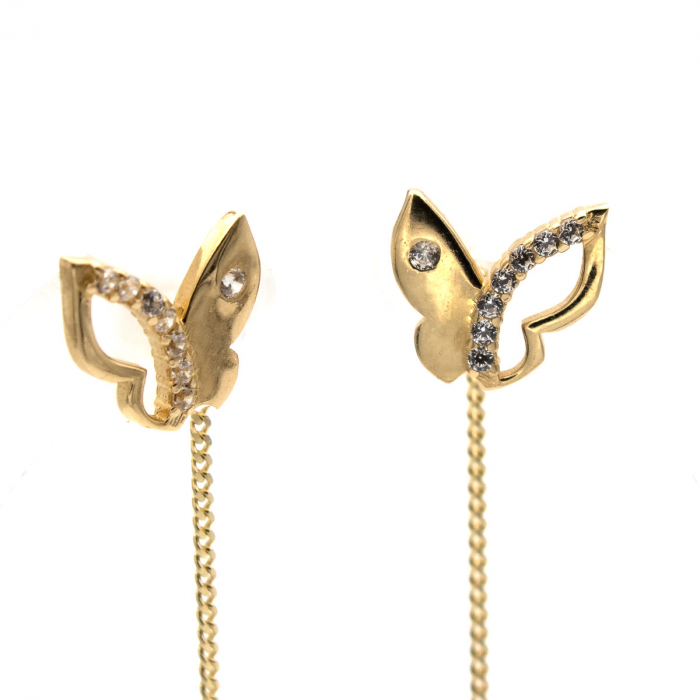 Cercei din aur galben 14K în formă de fluture  – model Butterfly [4]