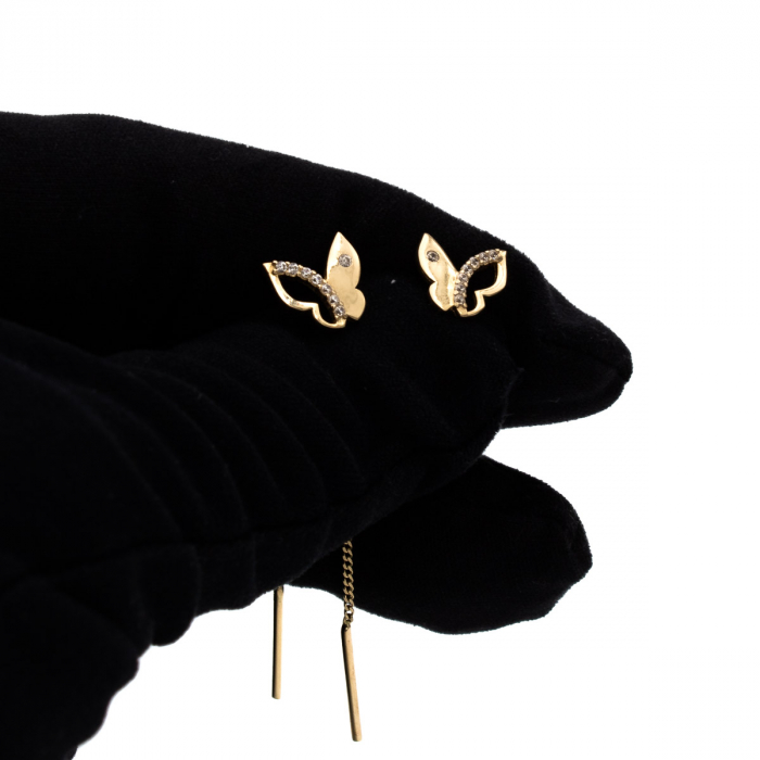 Cercei din aur galben 14K în formă de fluture  – model Butterfly [5]