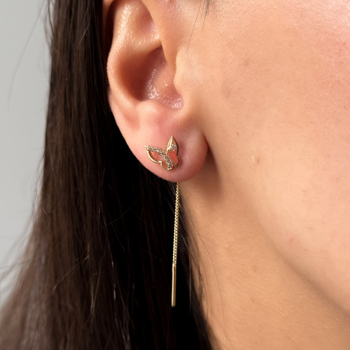 Cercei din aur galben 14K în formă de fluture  – model Butterfly [3]