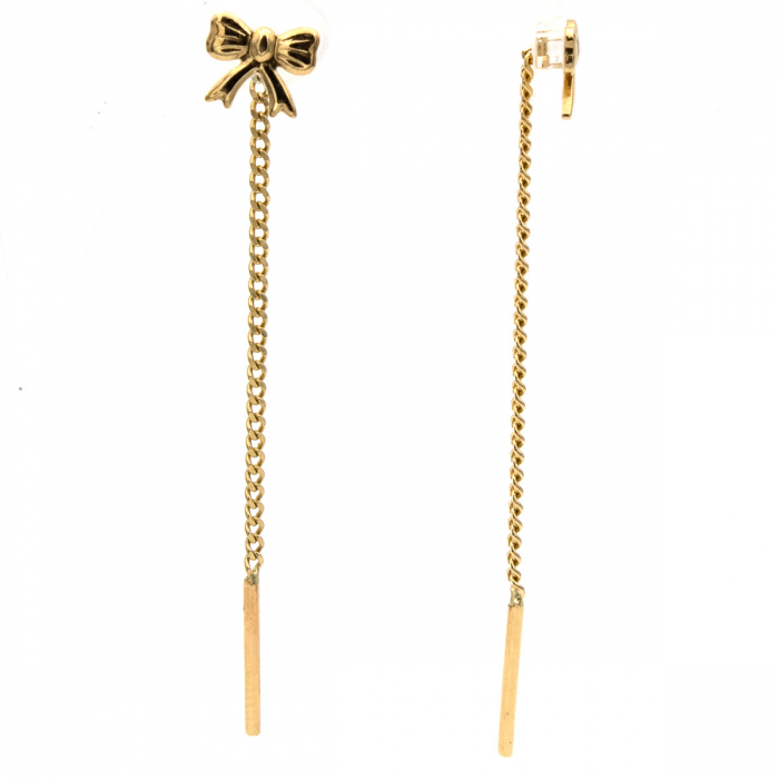 Cercei fundiță din aur 14K cu lanț – model delicat și elegant [2]