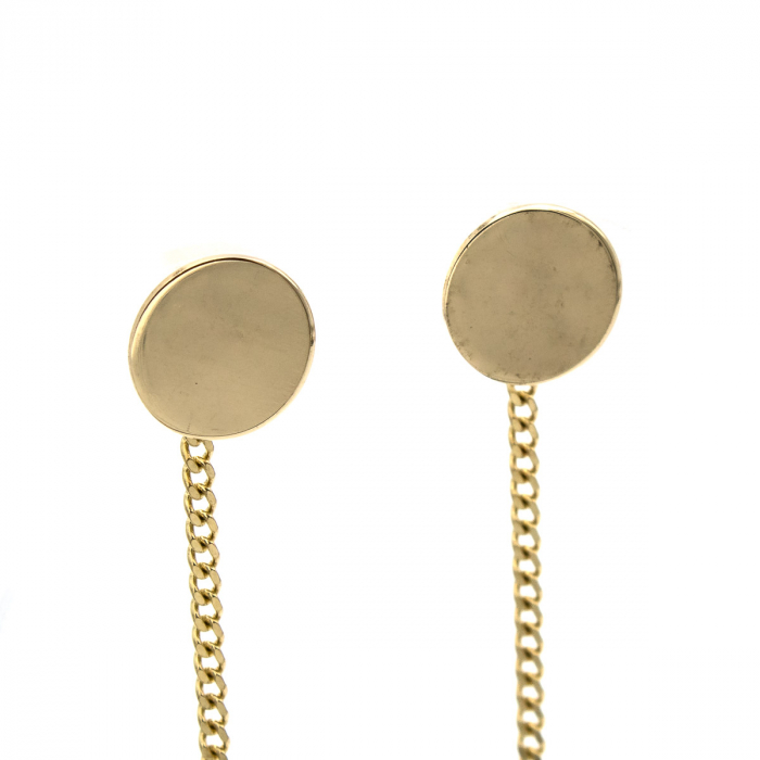 Cercei Golden Disc din aur 14K – model rotund, cu lanț [3]