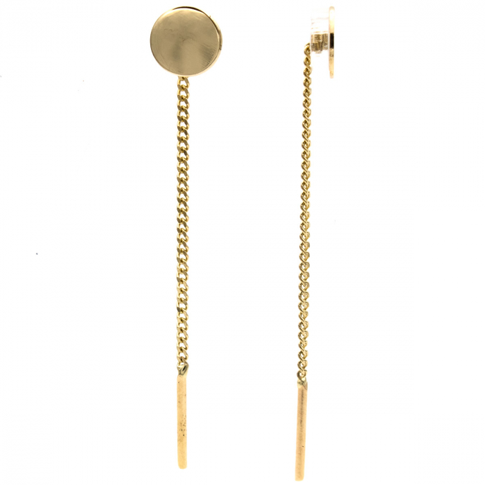 Cercei Golden Disc din aur 14K – model rotund, cu lanț [2]