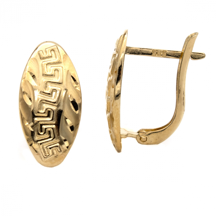 Cercei Hera aur galben 14K cu model gravat [2]