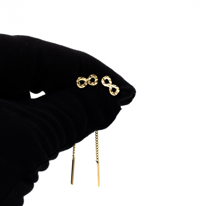 Cercei aur 14K cu simbol infinit și lanț fin – model Infinity [5]