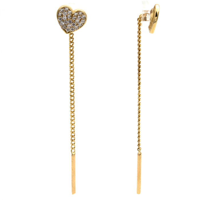 Cercei inimă din aur galben 14K cu zirconii – model Love Glow [2]