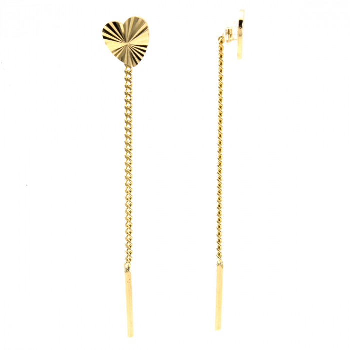 Cercei inimă texturată Aur 14K – model Radiant Heart [2]