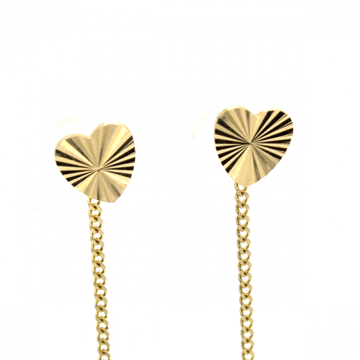 Cercei inimă texturată Aur 14K – model Radiant Heart [4]