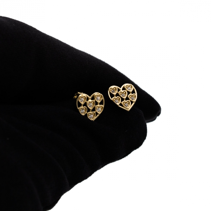 Cercei din aur 14K MultiHeart în formă de inimă cu pietre zirconia [5]