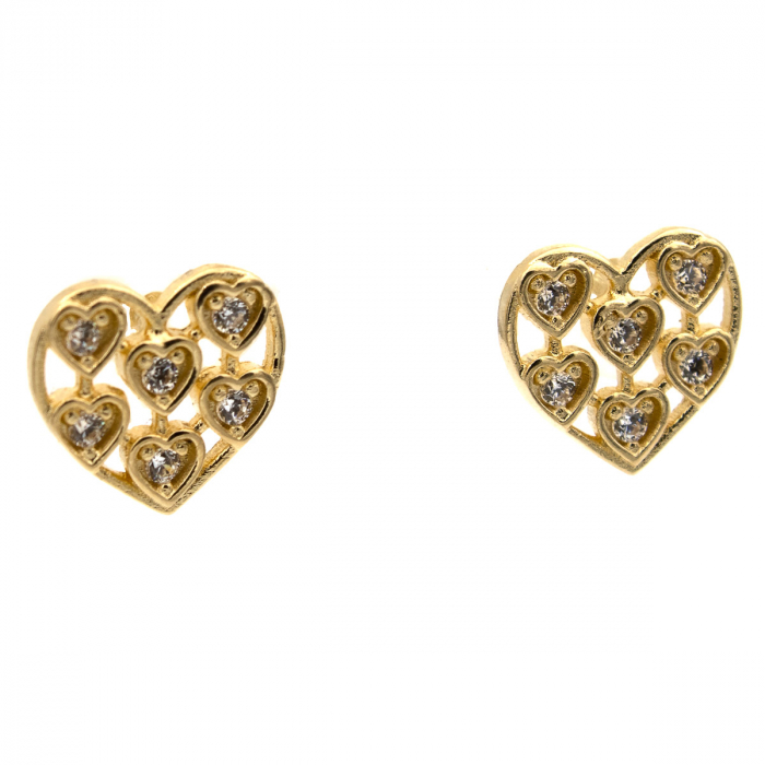 Cercei din aur 14K MultiHeart în formă de inimă cu pietre zirconia [4]