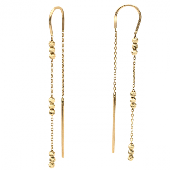 Cercei Miralis din aur 14K, lungi, cu bile decorative și design modern [2]