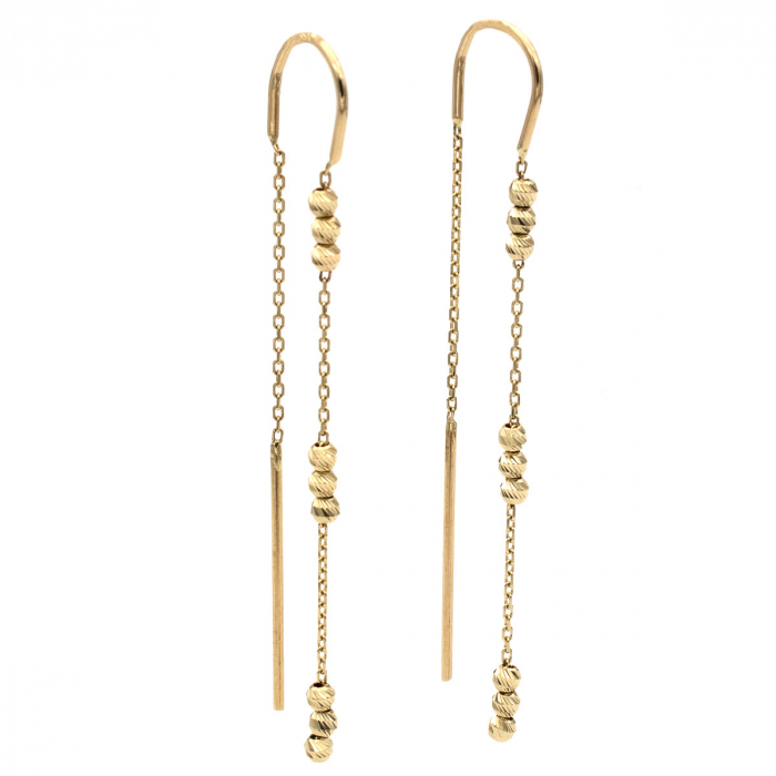 Cercei Miralis din aur 14K, lungi, cu bile decorative și design modern [3]