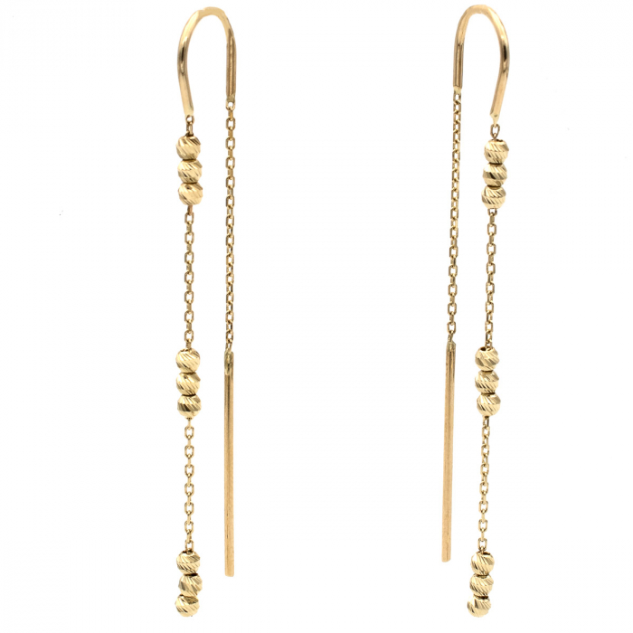 Cercei Miralis din aur 14K, lungi, cu bile decorative și design modern [1]