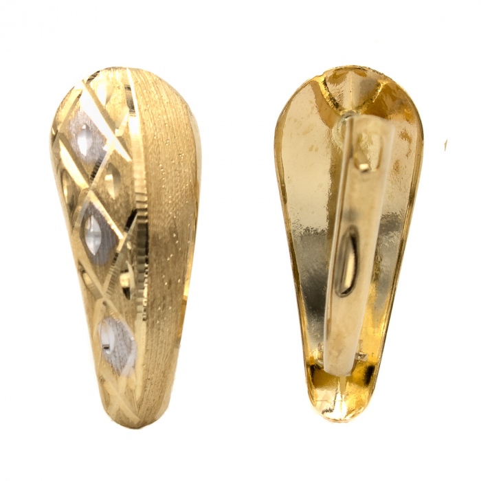 Cercei Mosaic aur 14K galben și alb model geometric [3]
