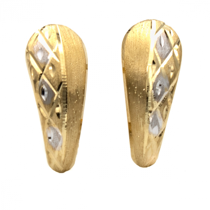 Cercei Mosaic aur 14K galben și alb model geometric [1]