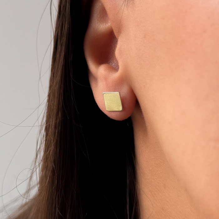 Cercei pătrați aur 14K Square, design geometric simplu [3]