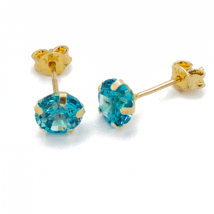 Cercei Piatra Albastra Zirconia Aur 14k [2]