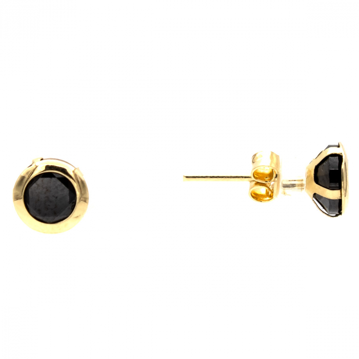 Cercei Midnight din aur galben 14K cu piatră zirconia neagră [2]