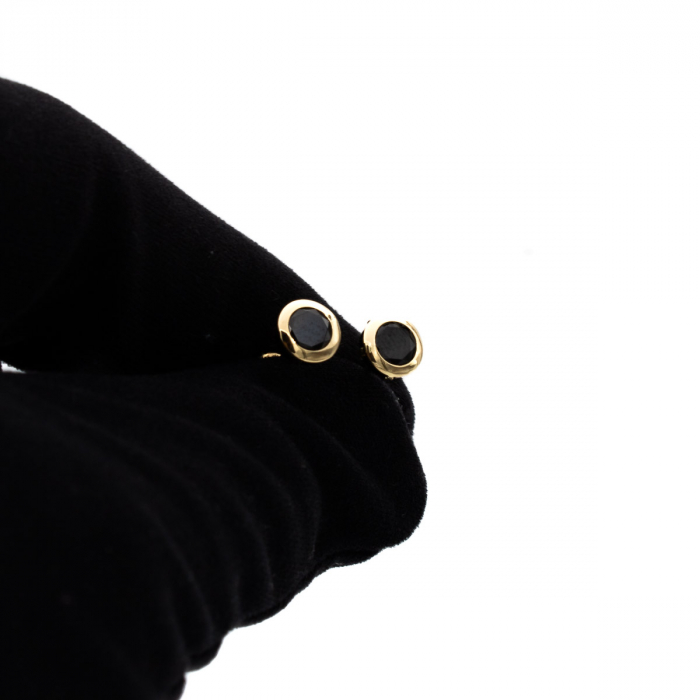 Cercei Midnight din aur galben 14K cu piatră zirconia neagră [5]