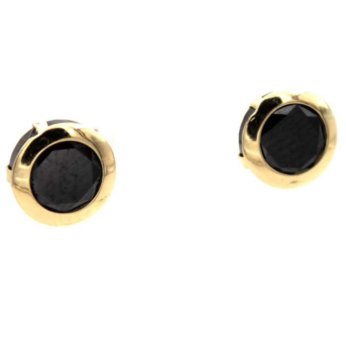 Cercei Midnight din aur galben 14K cu piatră zirconia neagră [4]