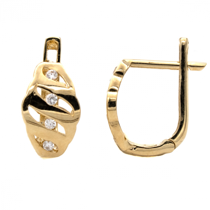 Cercei Spiral din aur 14K cu design elegant și zirconii [2]