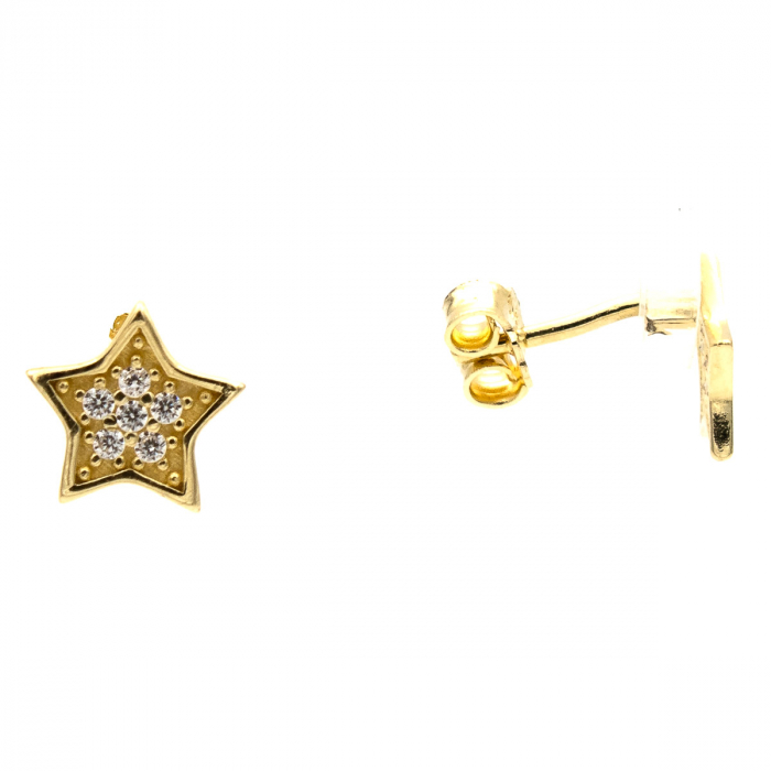 cercei în formă de stea din aur 14K cu zirconii model Nova [2]