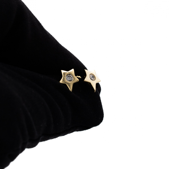 Cercei Tiny Star din aur 14K cu zirconiu central [5]