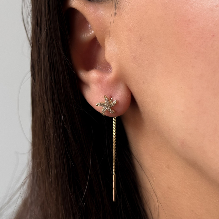 Cercei aur 14K stea de mare – model Starfish Glow elegant [3]