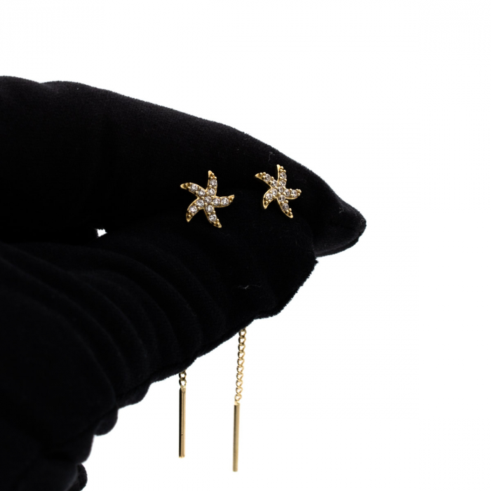 Cercei aur 14K stea de mare – model Starfish Glow elegant [5]