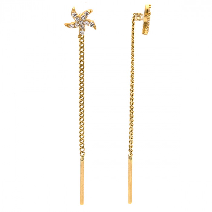 Cercei mini stea de mare din aur 14K cu lanț – model elegant [2]