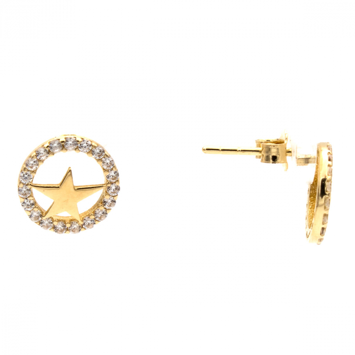 Cercei Magic Star din aur 14K cu stea și zirconii [2]