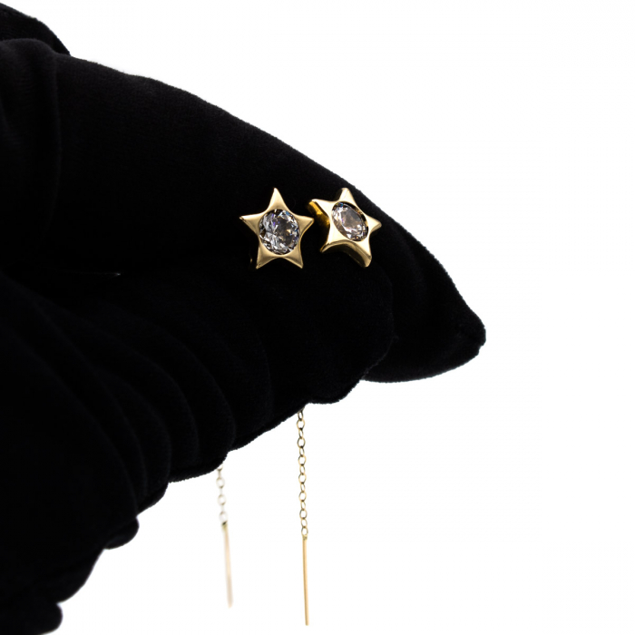 Cercei Stellar din aur 14K – model stea cu zirconiu [5]