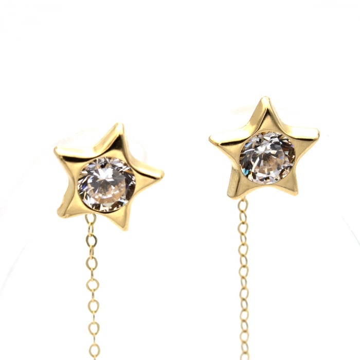 Cercei Stellar din aur 14K – model stea cu zirconiu [4]