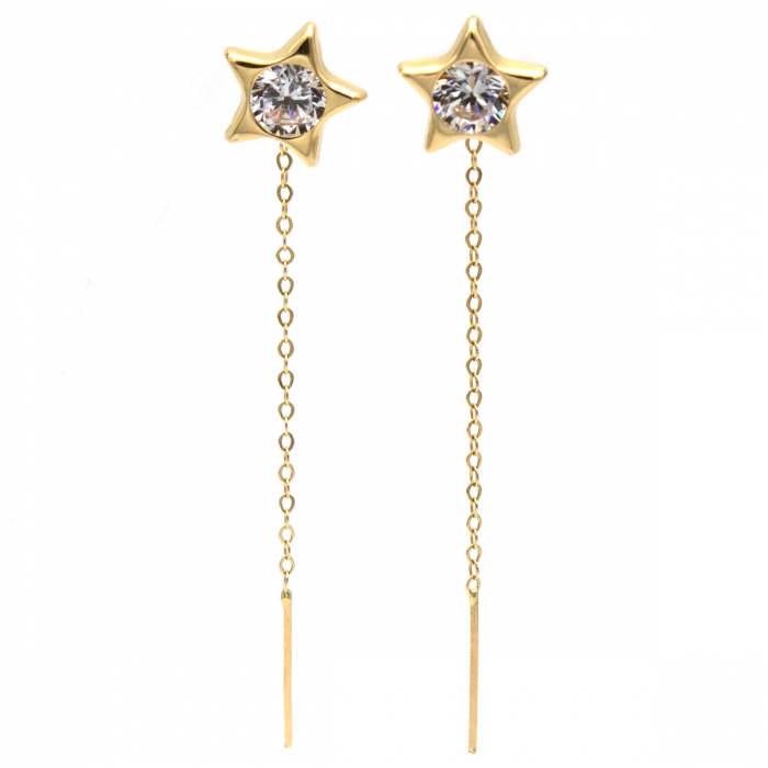 Cercei Stellar din aur 14K – model stea cu zirconiu [1]