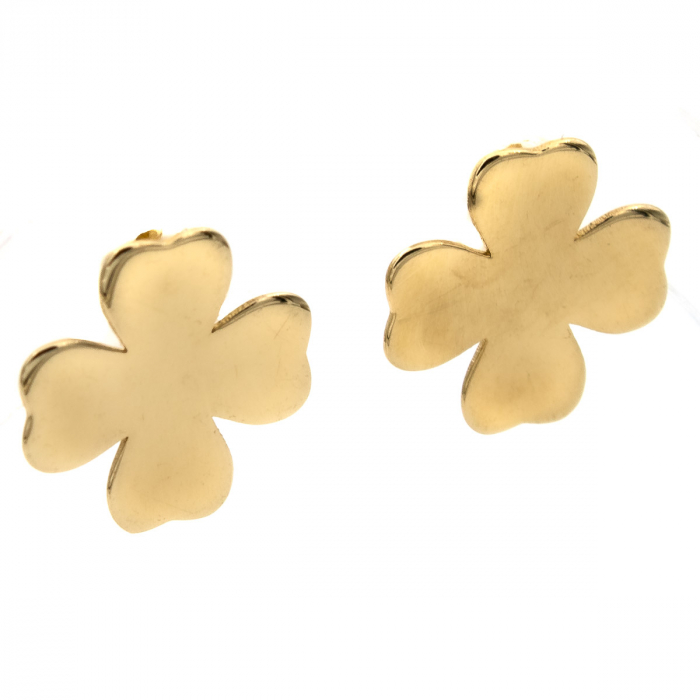 Cercei aur 14K Lucky Shine trifoi patru foi [4]