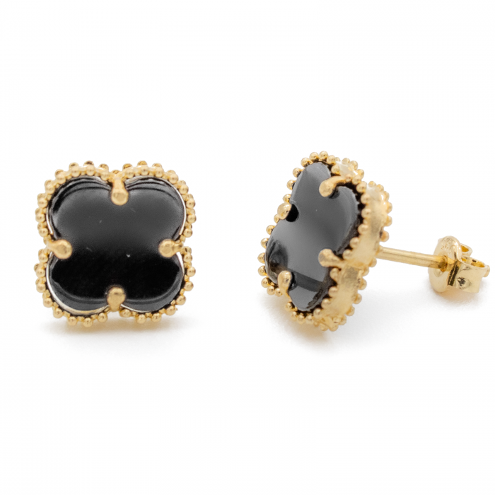 Cercei Trifoi Negru Aur 14k [2]