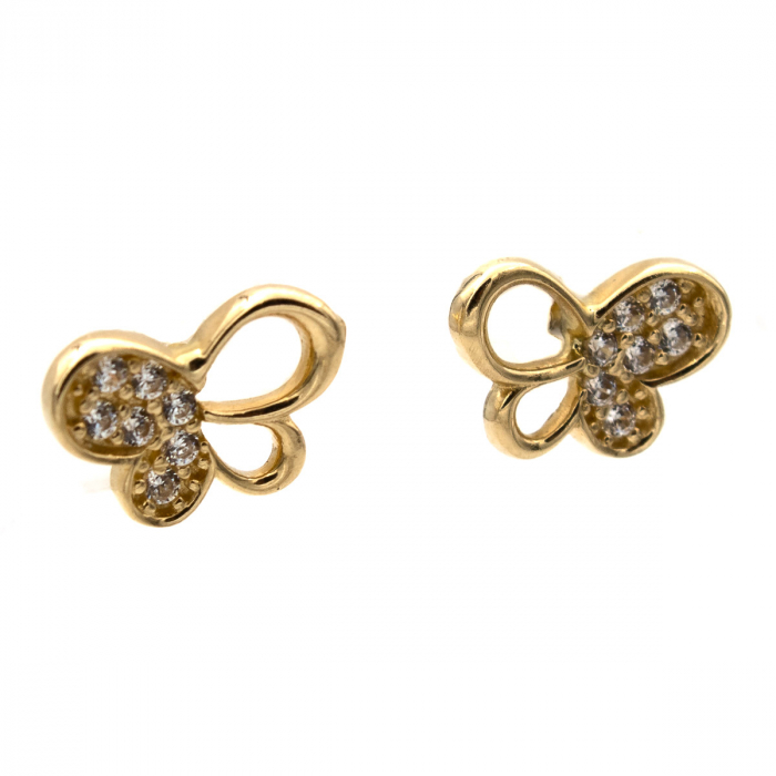 cercei fluturaș aur 14K cu zirconii model Butterfly Light [4]