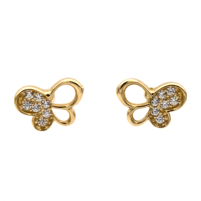 cercei fluturaș aur 14K cu zirconii model Butterfly Light [1]