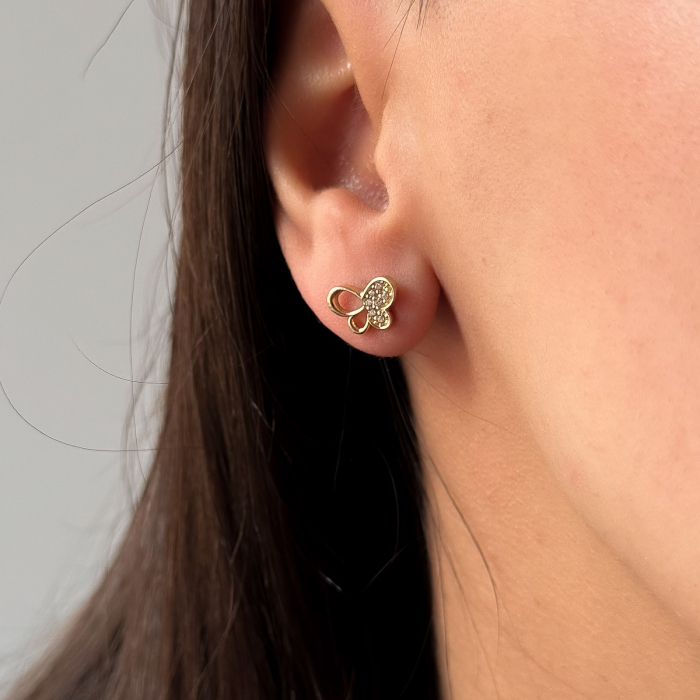cercei fluturaș aur 14K cu zirconii model Butterfly Light [3]